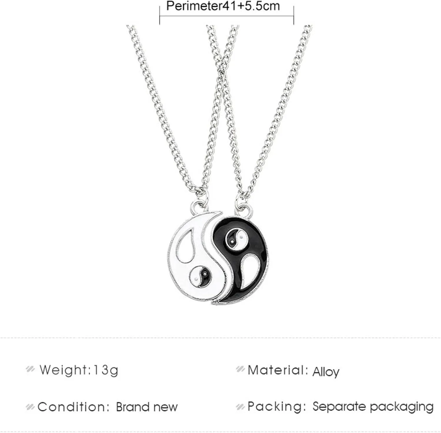 Dreuyet Yinyang Pendant Necklace for Women Mens Stainless Steel Bff Couples Chain Personalized Matching Puzzle Diagrams Best Friend Necklaces for Valentines Birthday Thanksgiving Christmas