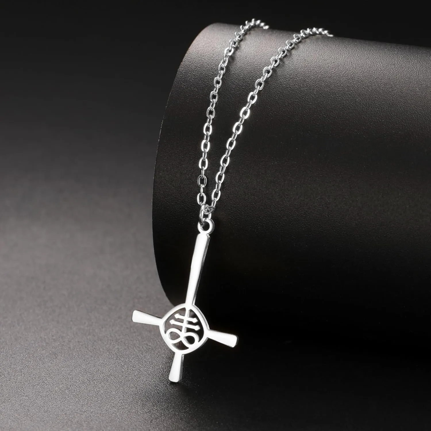 EUEAVAN Inverted Cross Necklace for Women Church of Satan Pendant Upside Down Cross Necklace Gothic Satanic Leviathan Cross Religious Jewelry Pentagram Amulet
