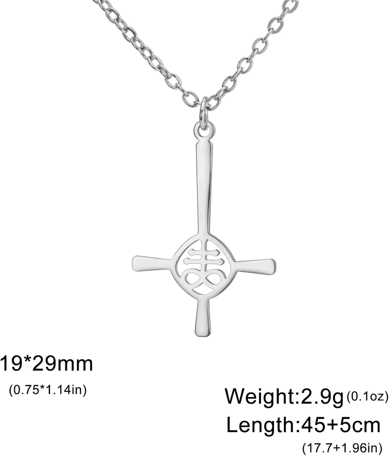 EUEAVAN Inverted Cross Necklace for Women Church of Satan Pendant Upside Down Cross Necklace Gothic Satanic Leviathan Cross Religious Jewelry Pentagram Amulet