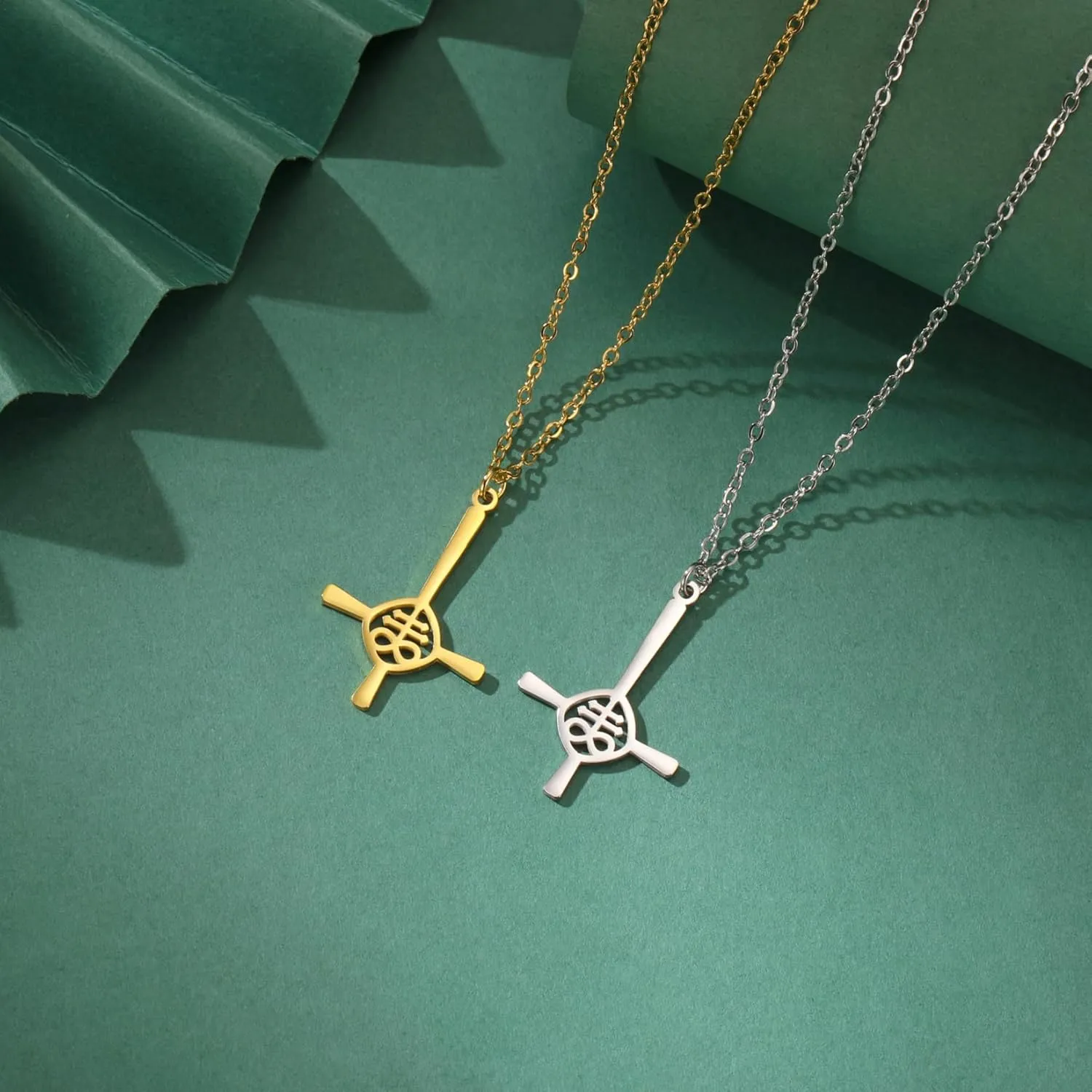 EUEAVAN Inverted Cross Necklace for Women Church of Satan Pendant Upside Down Cross Necklace Gothic Satanic Leviathan Cross Religious Jewelry Pentagram Amulet