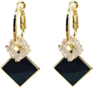 Exquisite French Vintage Lightweight Earrings Hypoallergenic Statement Dangle Earrings Fashion Black Gold Earrings For Women