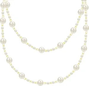 Extra Long Pearl Necklaces Gifts for Women, Long Pearl Necklace, Layered Pearl Necklaces for Women Long Necklace Double Layer, Pearl Necklace Jewelry Suitable for Jewelry & Sweater Chains