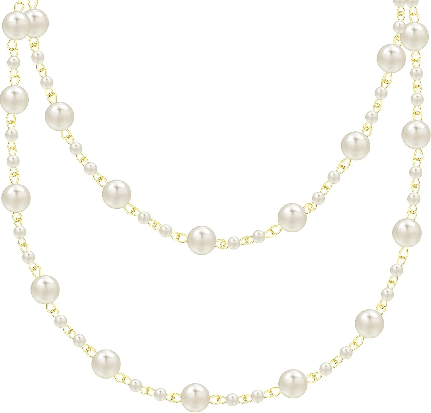 Extra Long Pearl Necklaces Gifts for Women, Long Pearl Necklace, Layered Pearl Necklaces for Women Long Necklace Double Layer, Pearl Necklace Jewelry Suitable for Jewelry & Sweater Chains
