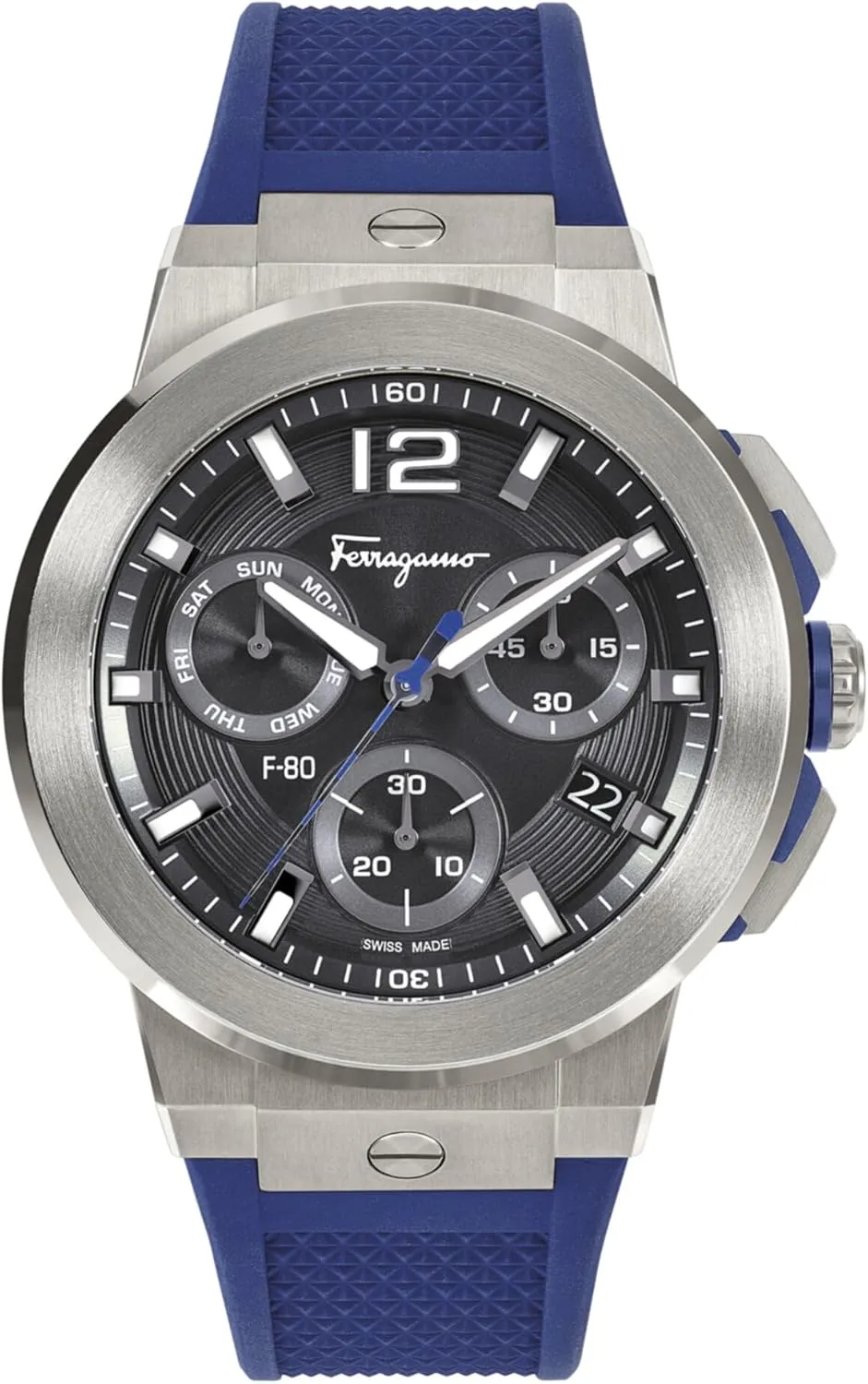 F-80 Titanium Tech Collection Luxury Mens Watch Timepieces with a Blue Strap Featuring a Titanium Case and a Black Dial