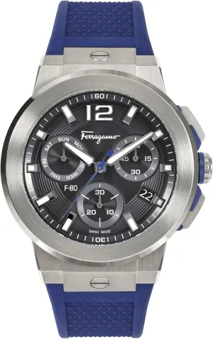 F-80 Titanium Tech Collection Luxury Mens Watch Timepieces with a Blue Strap Featuring a Titanium Case and a Black Dial