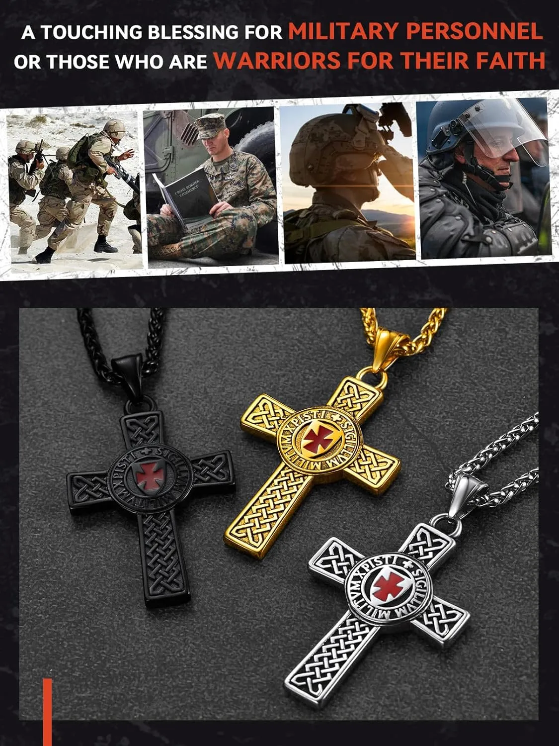 FaithHeart Knights Templar Seal Necklace Christ Fellow-Soldiers Jewelry for Men Women with Delicate Gift Packaging