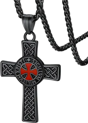 FaithHeart Knights Templar Seal Necklace Christ Fellow-Soldiers Jewelry for Men Women with Delicate Gift Packaging