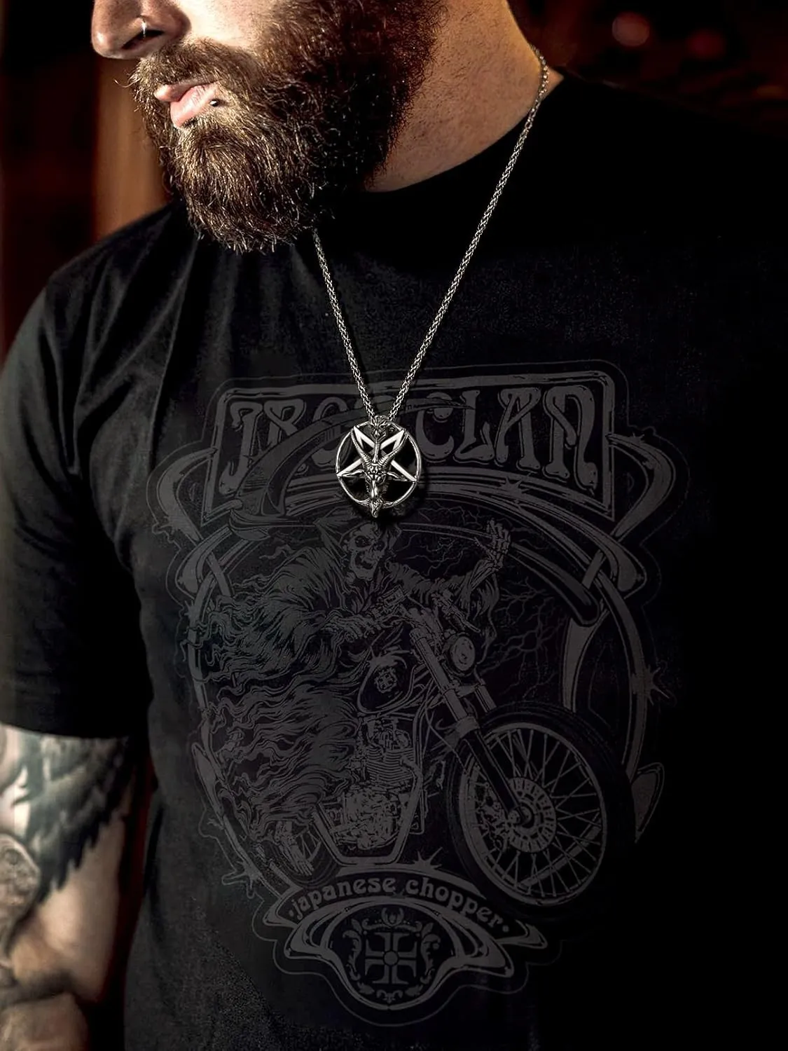 FaithHeart Leviathan Satanic Brimstone Cross Necklace, Gold Plated Stainless Steel Satan Church Jewelry, Alchemical Symbol for Brimstone Pendant Satan Goat Necklaces for Men with Gift Box