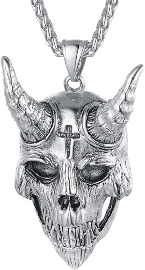 FaithHeart Leviathan Satanic Brimstone Cross Necklace, Gold Plated Stainless Steel Satan Church Jewelry, Alchemical Symbol for Brimstone Pendant Satan Goat Necklaces for Men with Gift Box