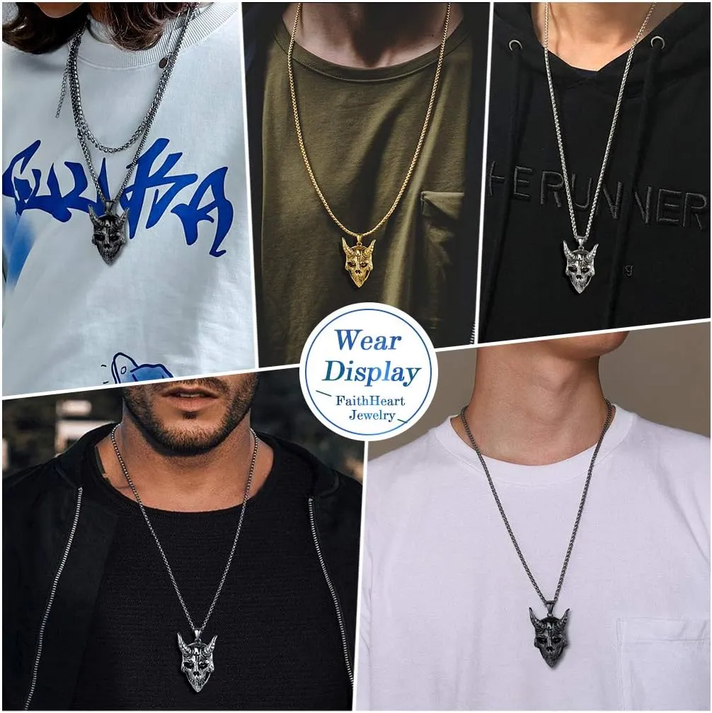 FaithHeart Leviathan Satanic Brimstone Cross Necklace, Gold Plated Stainless Steel Satan Church Jewelry, Alchemical Symbol for Brimstone Pendant Satan Goat Necklaces for Men with Gift Box
