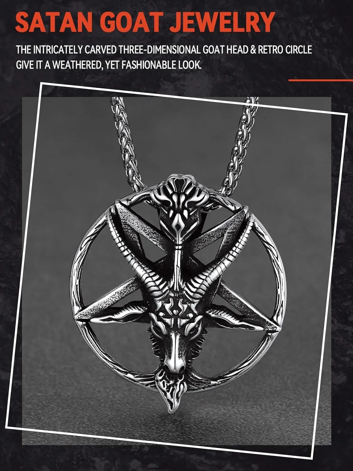 FaithHeart Leviathan Satanic Brimstone Cross Necklace, Gold Plated Stainless Steel Satan Church Jewelry, Alchemical Symbol for Brimstone Pendant Satan Goat Necklaces for Men with Gift Box