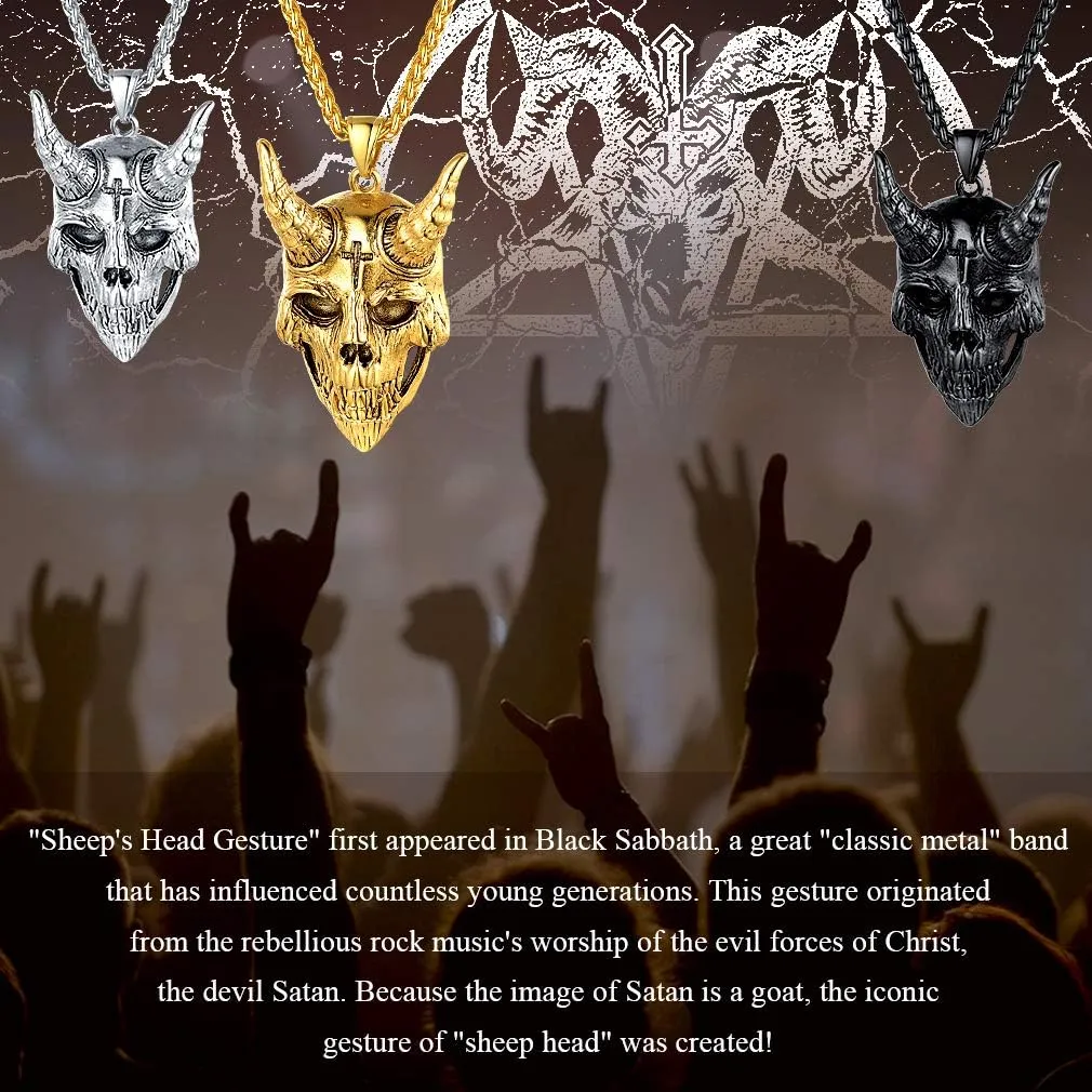 FaithHeart Leviathan Satanic Brimstone Cross Necklace, Gold Plated Stainless Steel Satan Church Jewelry, Alchemical Symbol for Brimstone Pendant Satan Goat Necklaces for Men with Gift Box