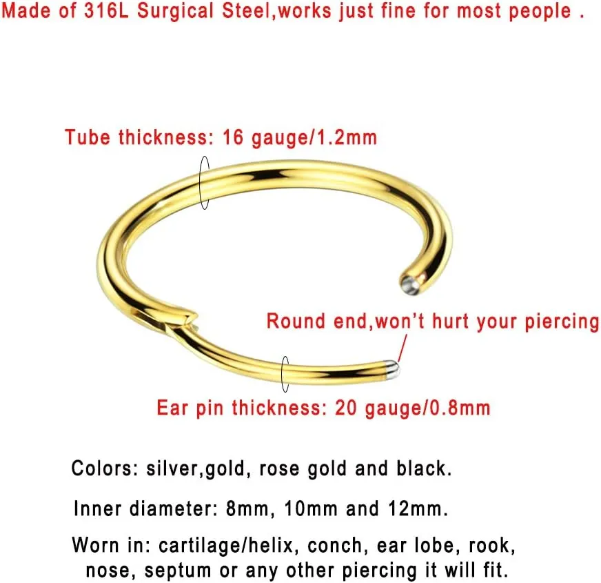 FANSING Earrings for Women Hoop Earrings Trendy Cartilage Earring Hoop Surgical Steel Earrings for Men