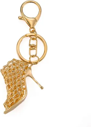 Fashion Lady's High Heels Keychain, Creative Refinement Hollow Shoes Lady Gift (Hollow Shoe Gold)