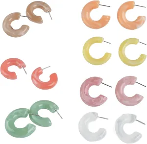 Fashion Multiple Colors Resin Hoops Earrings Summer Color Acrylic Stud Earrings for Women Party Gifts Jewelry