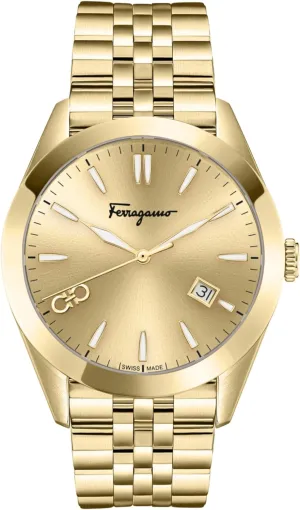 Ferragamo Ferragamo Classic Collection Luxury Mens Watch Timepieces with a Gold Bracelet, Case and Dial