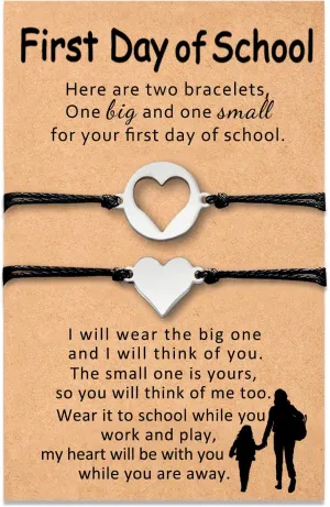 First Day of School Kindergarten Bracelet, Back to School Bracelet Anxiety Separation Gift for Daughter