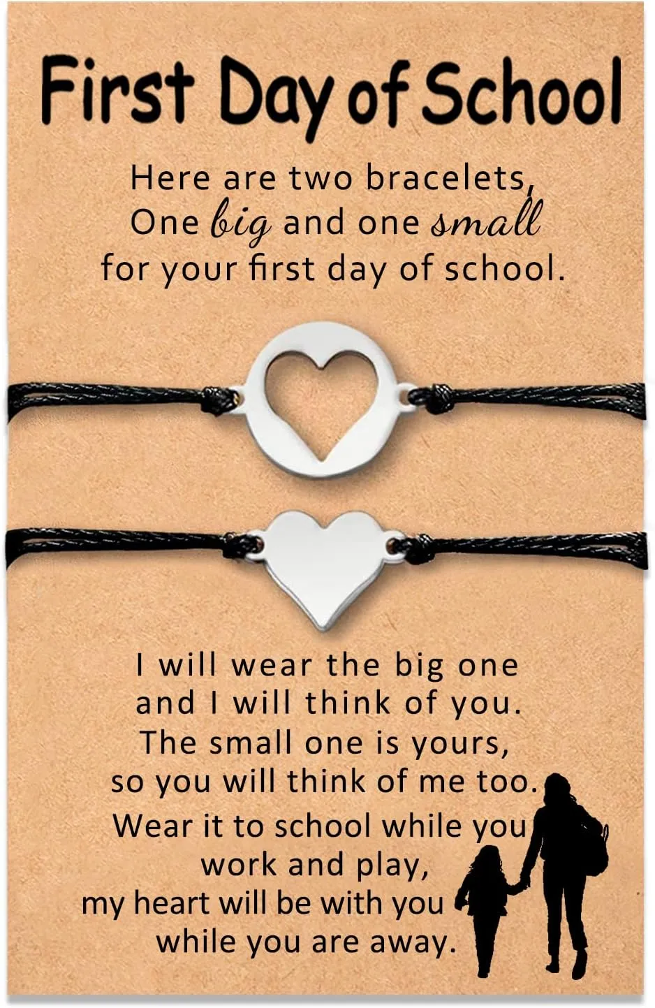 First Day of School Kindergarten Bracelet, Back to School Bracelet Anxiety Separation Gift for Daughter