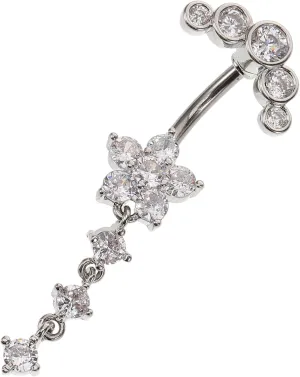 Flower Shape Belly Button Ring Jewelry Dangle Design for Women Navel Piercing Elegant Pregnancy Belly Button Jewelry Durable Lightweight Decoration