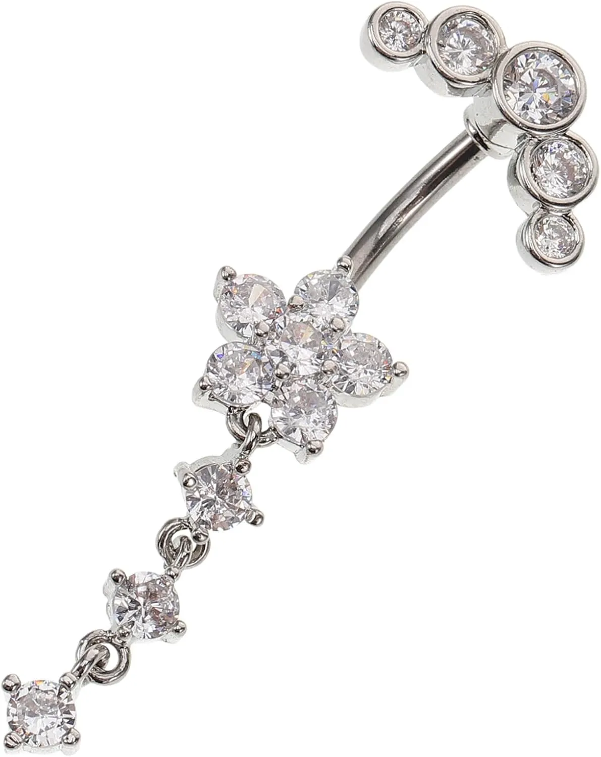 Flower Shape Belly Button Ring Jewelry Dangle Design for Women Navel Piercing Elegant Pregnancy Belly Button Jewelry Durable Lightweight Decoration