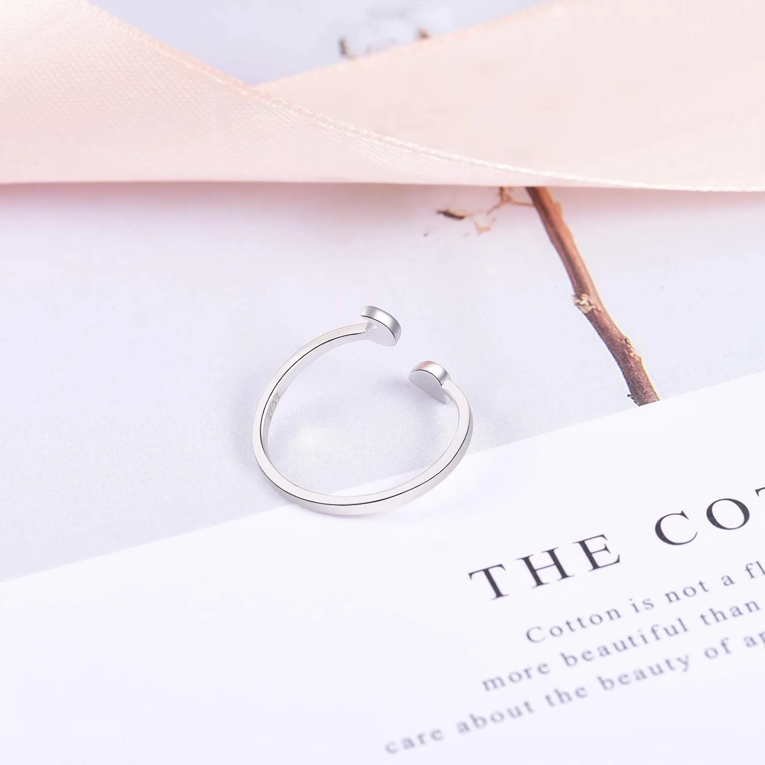 Fookduoduo 925 Sterling Silver Ring Heart Semicolon Ring adjustable Wrap Open Rings for Women