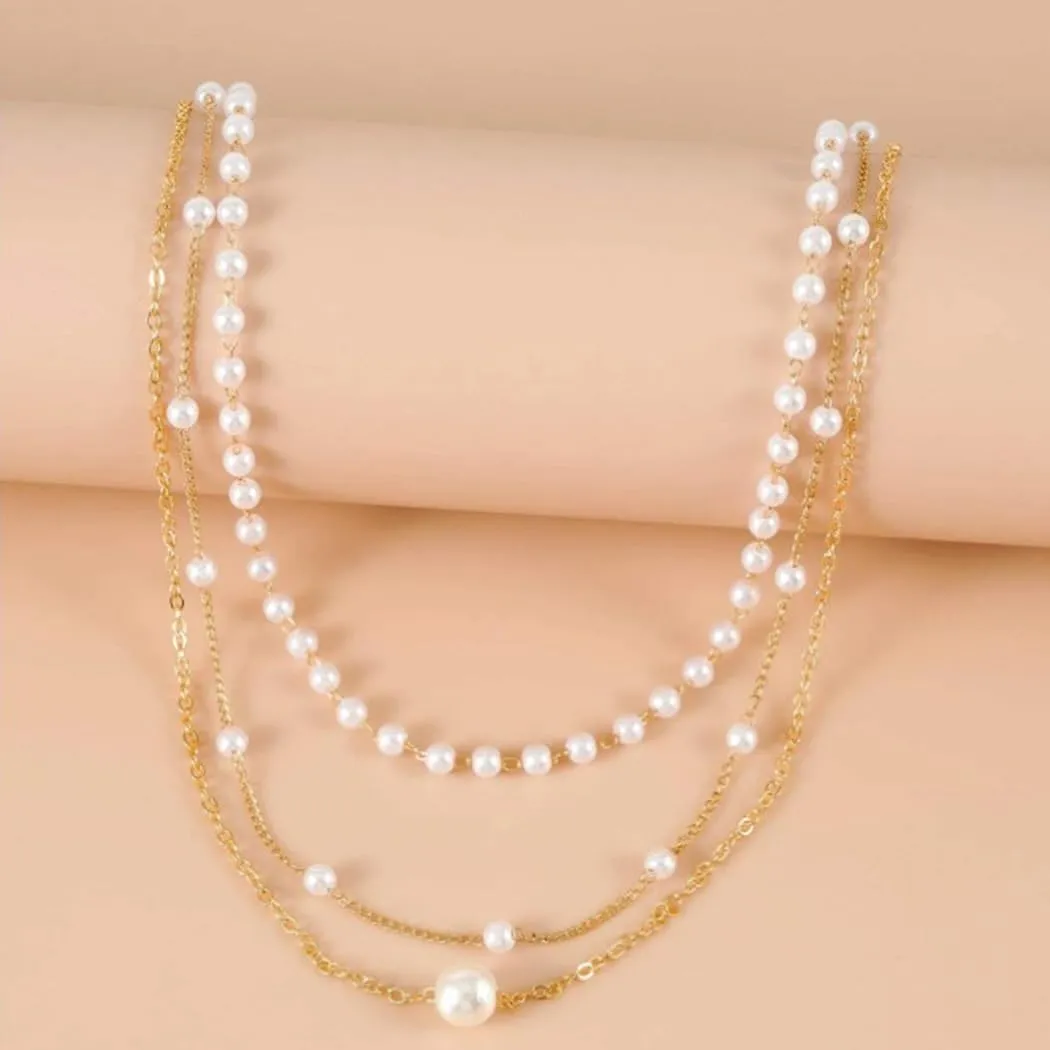 Foyte Layered Gold Necklace Stackable Simple Necklaces Chain Dainty Cross Pearl Circle Pendant Necklace Jewelry for Women