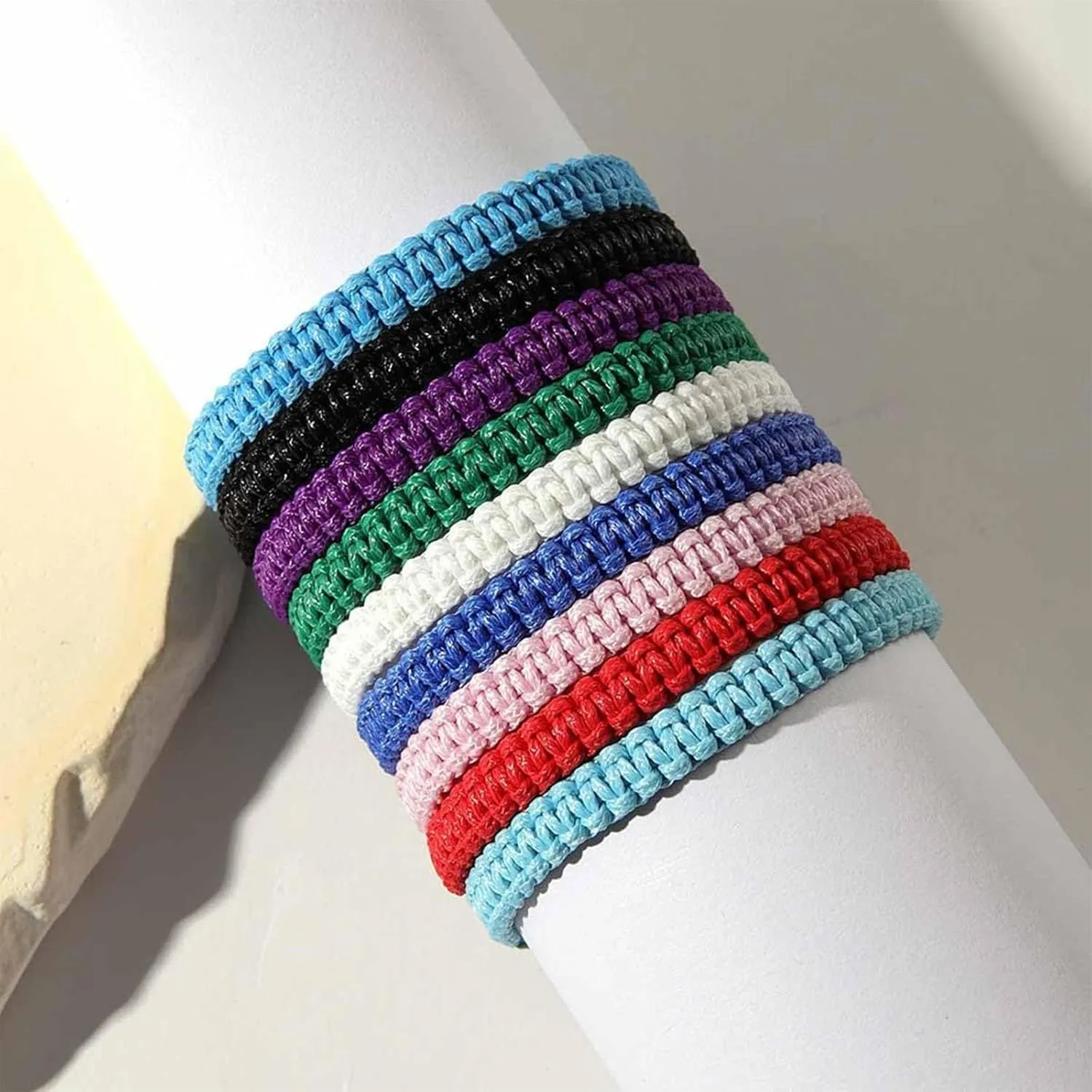 Friendship Bracelets - Blue Braided & Rope Knots, Lucky Women's Bracelet, Handmade Adjustable Woven Tibetan String Bracelet Amulet Gifts