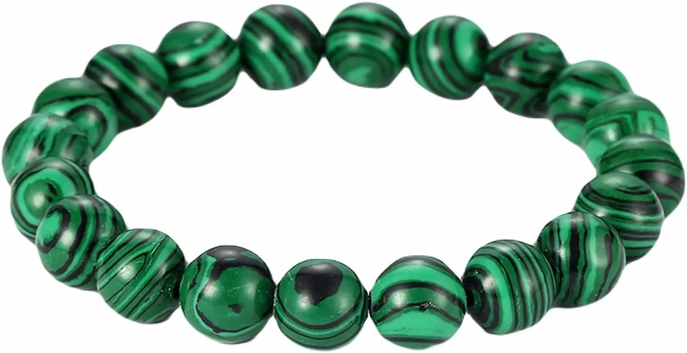 Friendship Bracelets Green, Malachite Bracelets for Women 6mm 8mm 10Mm12Mm14mm Malachite Nature Stone Beads for Men Wedding Jewelry