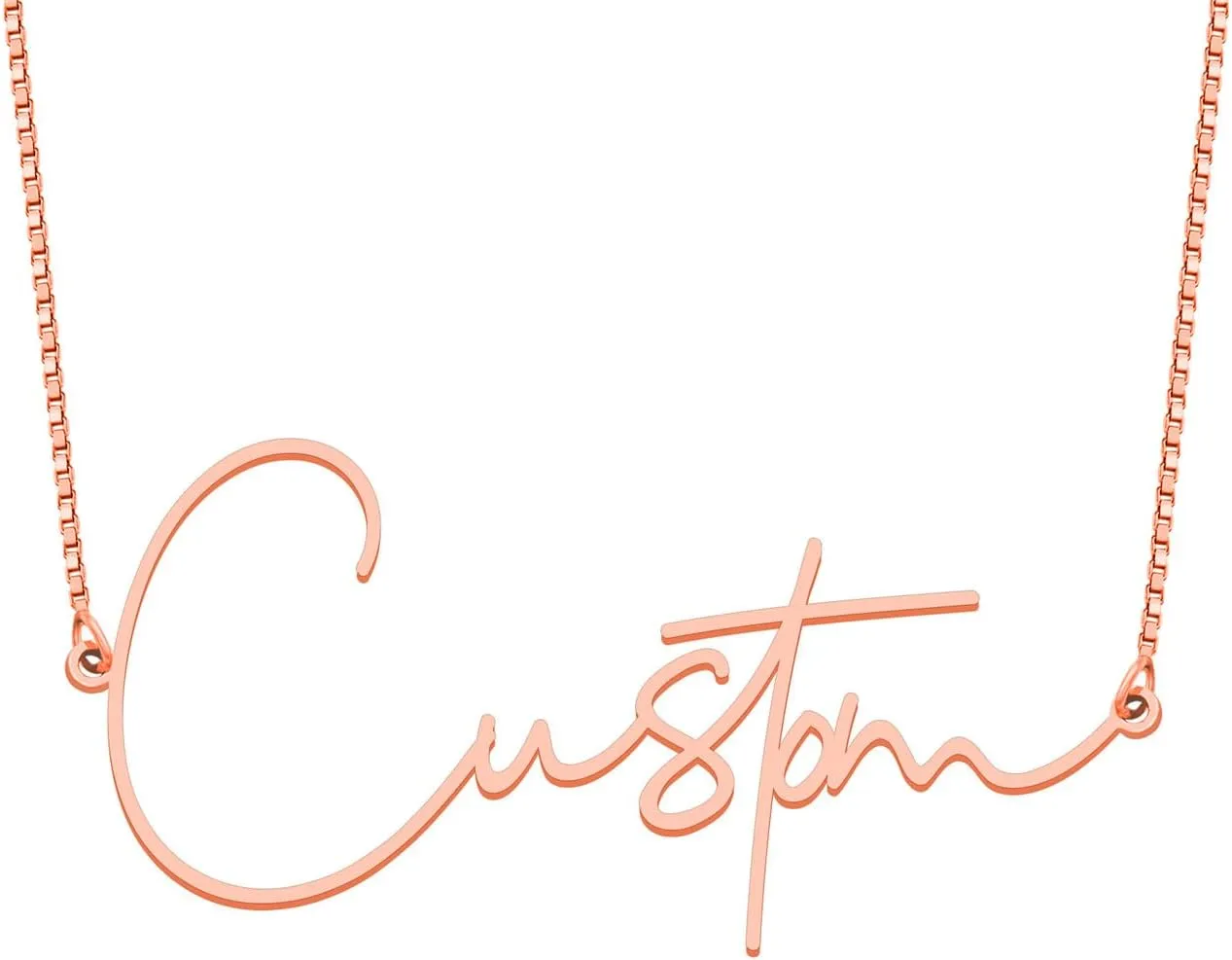 Fujin Name Necklace Personalized, Sterling Silver Custom Nameplate Necklace Charm Jewelry Gift for Women(Rose Gold)
