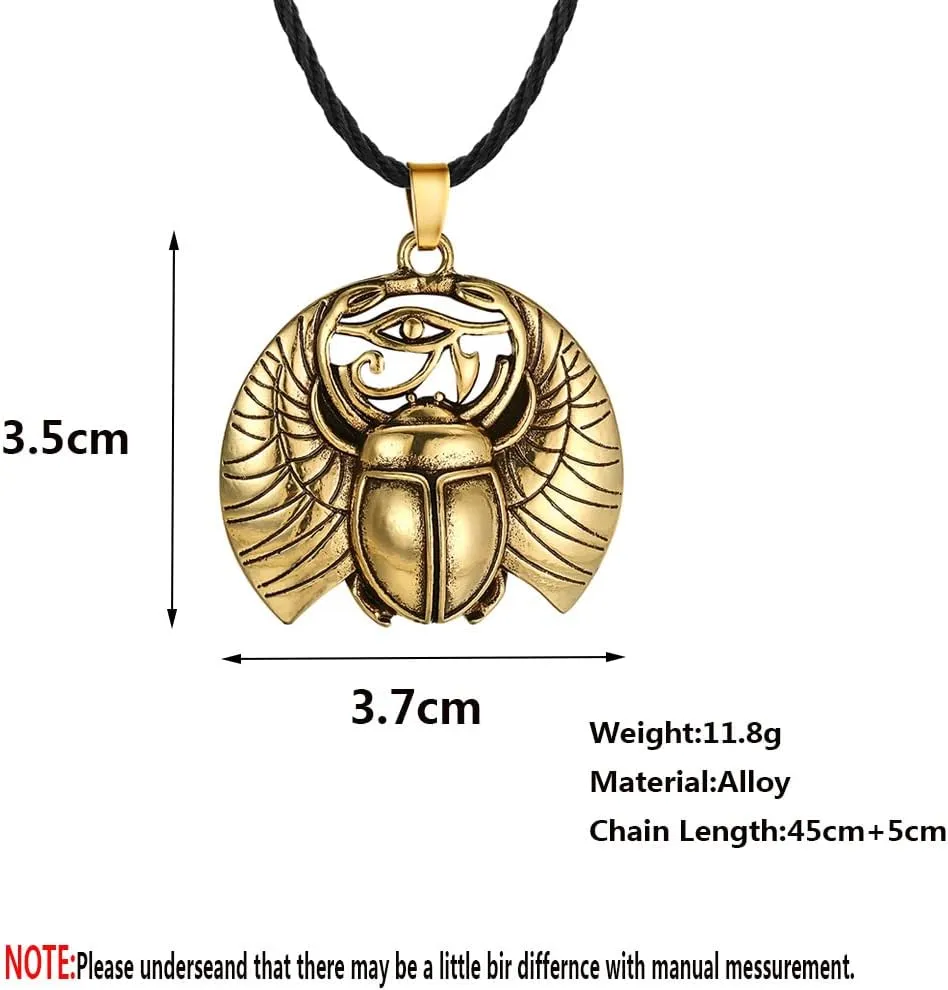 GANGYUN Egyptian Scarab Beetle Pendant Necklace for Wome Men Vintage Evil Eye Insect Bug Necklaces Protection Amulet Jewelry