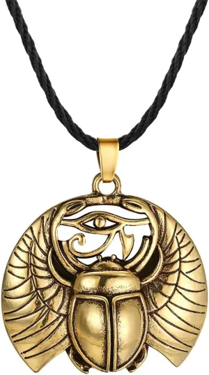GANGYUN Egyptian Scarab Beetle Pendant Necklace for Wome Men Vintage Evil Eye Insect Bug Necklaces Protection Amulet Jewelry