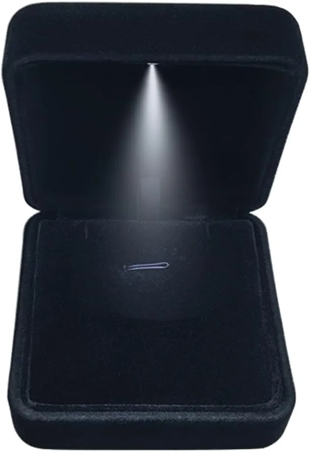 GBYAN Pendant Necklace Box with LED Light, Necklace Gift Box Velvet Jewelry Display Case for Proposal Engagement Wedding and Birthday,Black