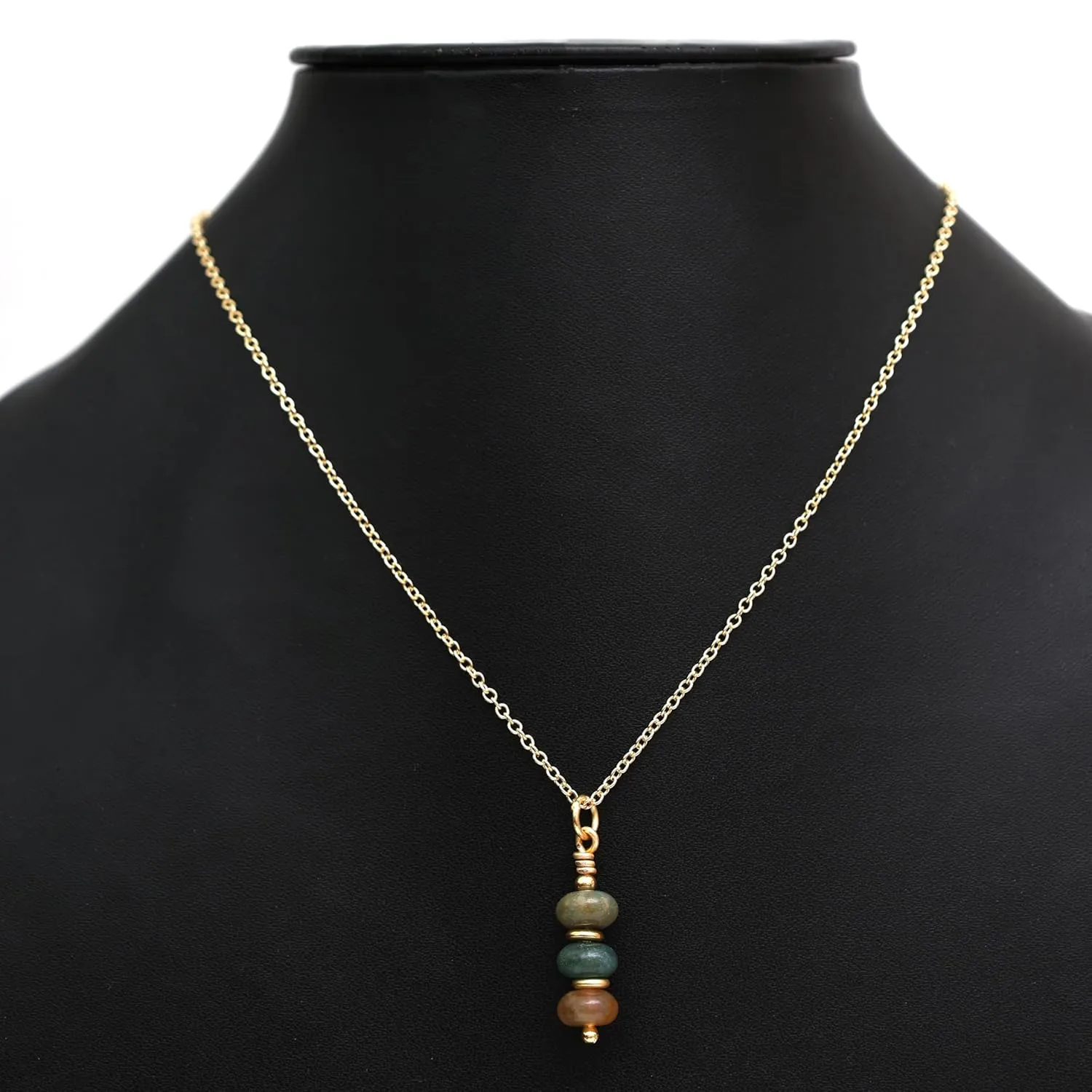 Gempires Moss Agate Crystal Pendant Necklace Gemstone Handmade Minimalist Jewelry Hypoallergenic 18 Inch Gold Plated Dainty Beaded Everyday Wear Necklaces