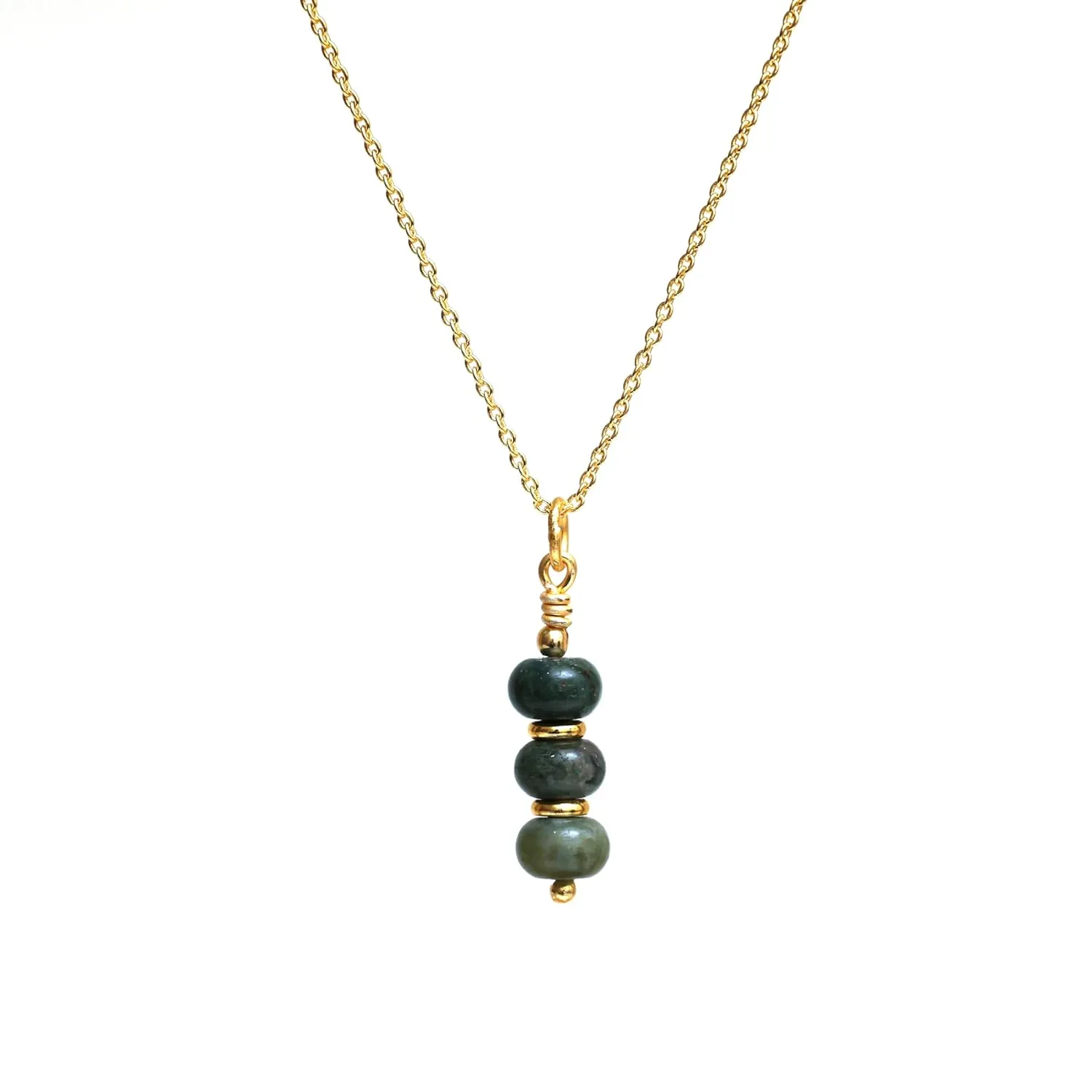 Gempires Moss Agate Crystal Pendant Necklace Gemstone Handmade Minimalist Jewelry Hypoallergenic 18 Inch Gold Plated Dainty Beaded Everyday Wear Necklaces