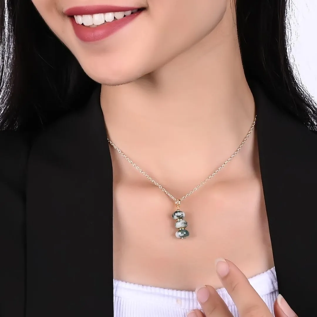 Gempires Moss Agate Crystal Pendant Necklace Gemstone Handmade Minimalist Jewelry Hypoallergenic 18 Inch Gold Plated Dainty Beaded Everyday Wear Necklaces