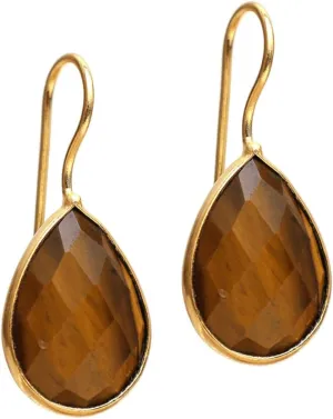 Gempires Pear Shaped Teardrop Crystal Earrings, Bezel Earring, Natural Gemstone Dangle Drop Earrings, Minimal, Everyday Wear, Gift for Her (Length 1.25 inch)