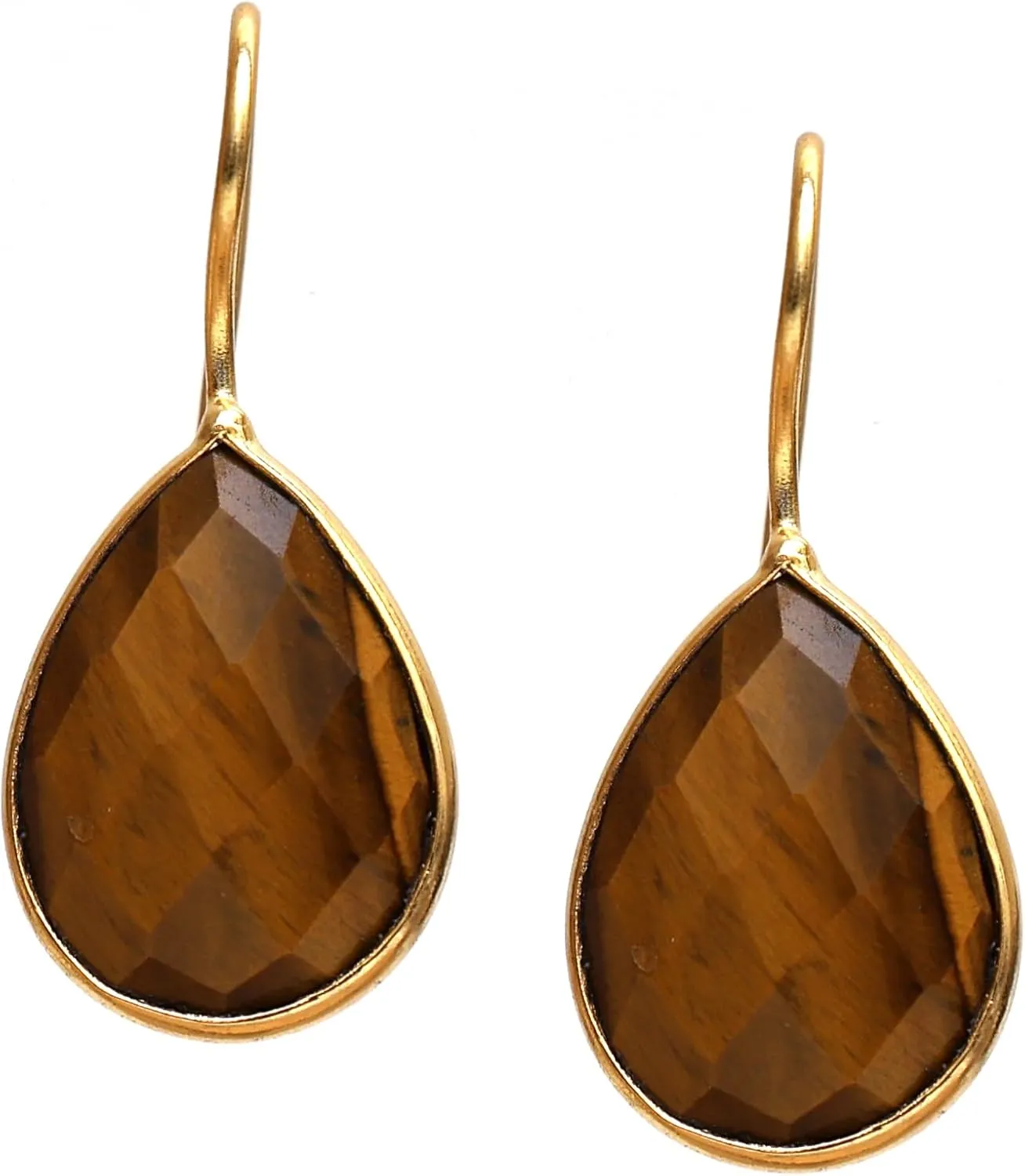 Gempires Pear Shaped Teardrop Crystal Earrings, Bezel Earring, Natural Gemstone Dangle Drop Earrings, Minimal, Everyday Wear, Gift for Her (Length 1.25 inch)