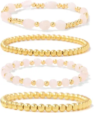 Gold Beaded Bracelets for Women Gold Bracelet Stack Natural Stone Bracelet Healing Crystal Bracelet Stretch Gemstone Bracelets