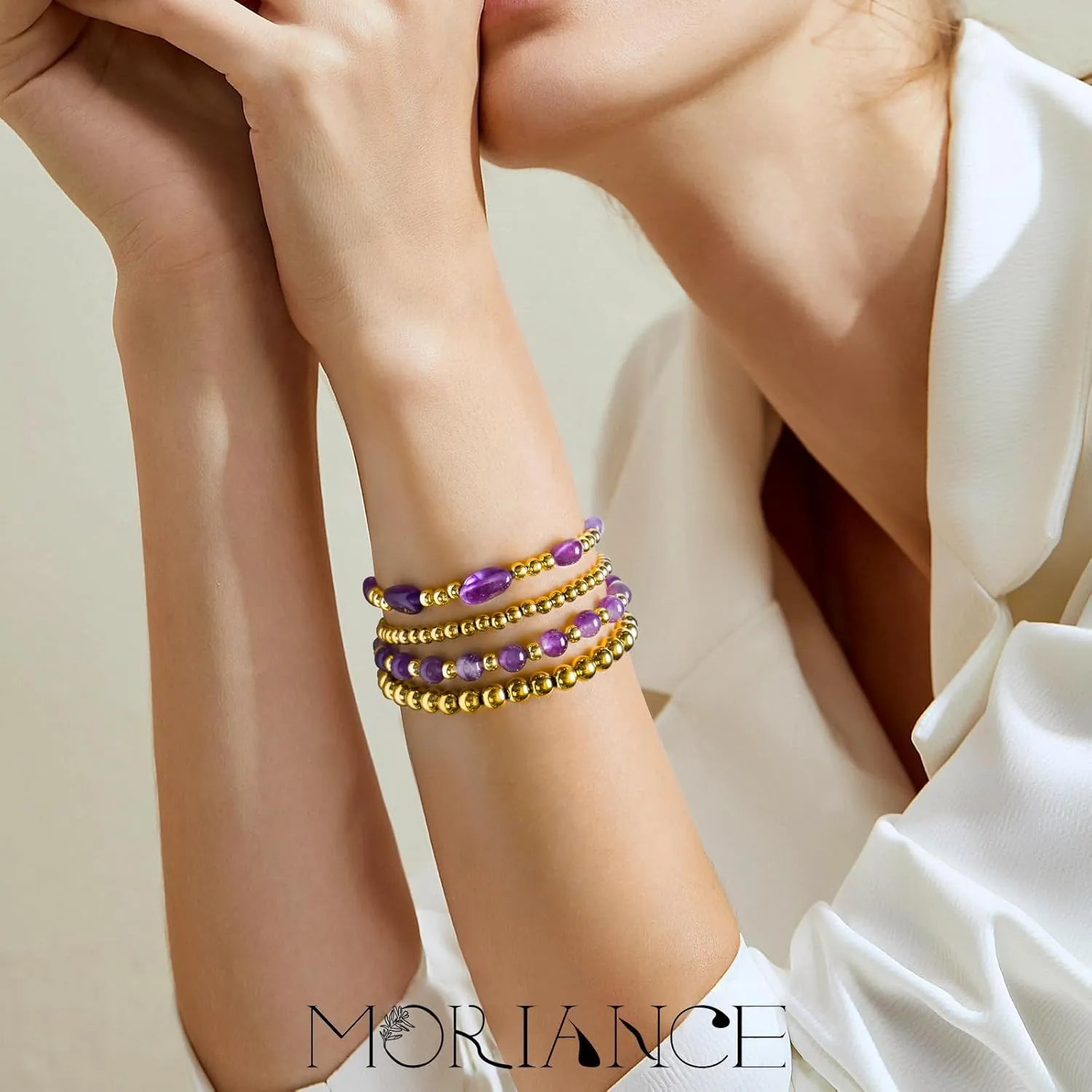 Gold Beaded Bracelets for Women Gold Bracelet Stack Natural Stone Bracelet Healing Crystal Bracelet Stretch Gemstone Bracelets