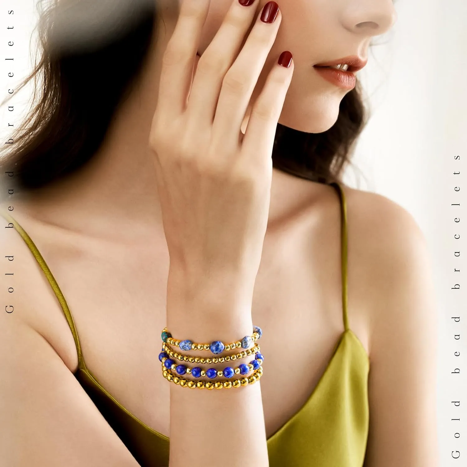 Gold Beaded Bracelets for Women Gold Bracelet Stack Natural Stone Bracelet Healing Crystal Bracelet Stretch Gemstone Bracelets