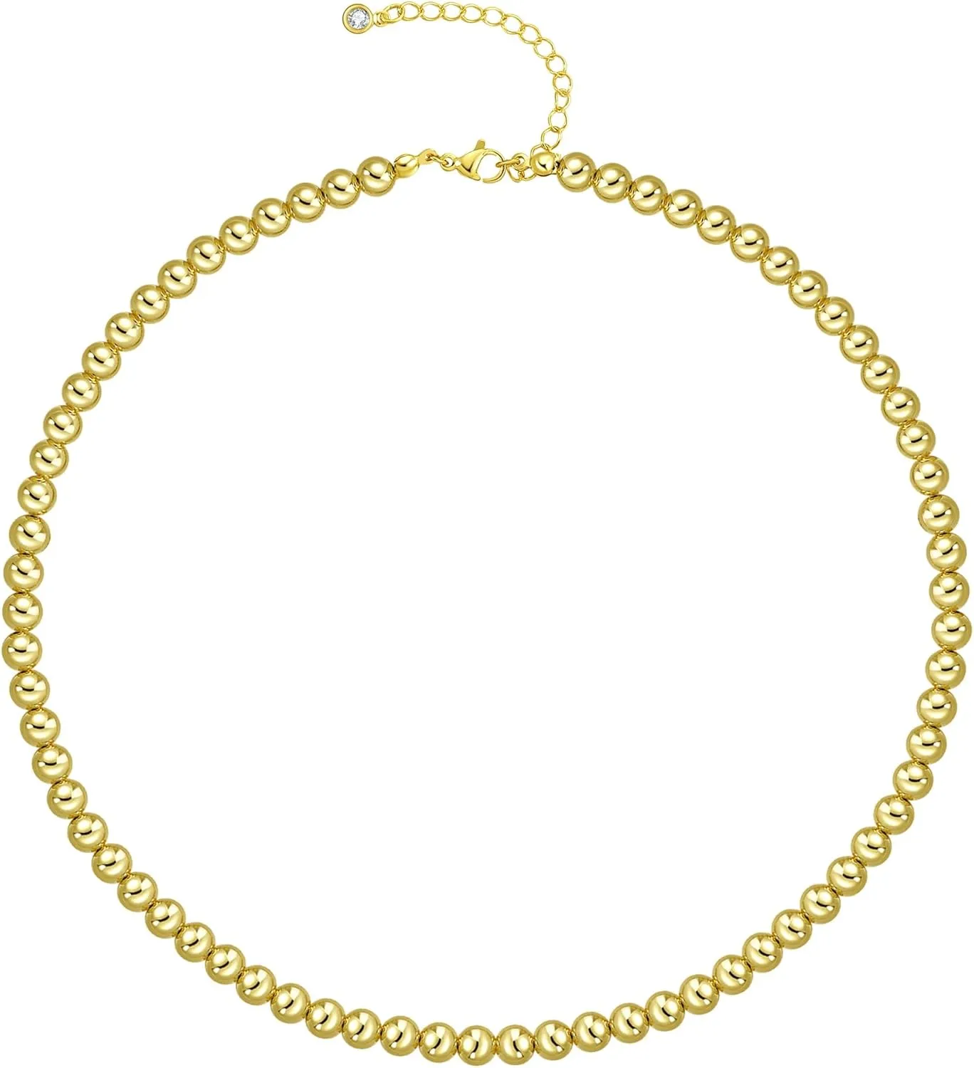 Gold Beaded Necklaces for Women,14K Gold Plated Dainty Choker Necklace,Lightweight Hollow Ball Bead Chain Necklace Adjustable length Chunky Gold Necklaces for Women Trendy, Christmas Birthday Gift