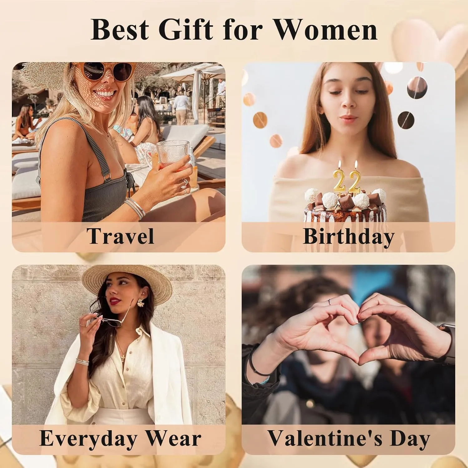 Gold Bracelets - Stackable Tennis & Cuff Bracelets, Gold Bangles, Cubic Zirconia, 18K Gold Plated, Gifts for Women & Girls