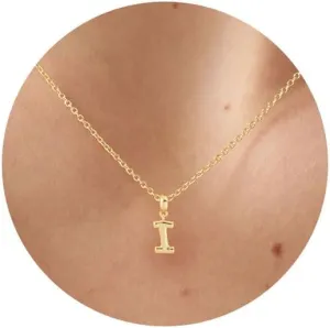 Gold Bubble Letter Necklace for Women, 14k Dainty Gold Balloon Initial Letter Pendant Necklace Charm Initial Necklaces for Women Trendy Chunky Custom Name Necklace Gold Jewelry for Women