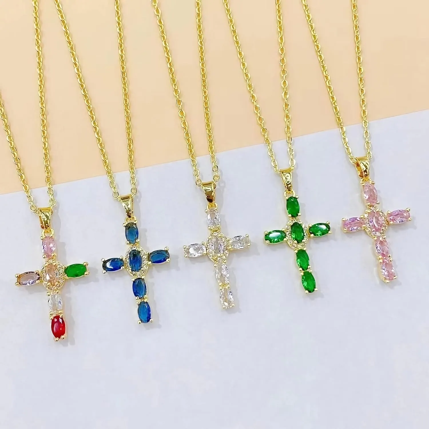 Gold Cross Necklace for Women - Handmade CZ Dainty Faith Pendant Necklace, 18K Plated Hypoallergenic Jewelry Gifts
