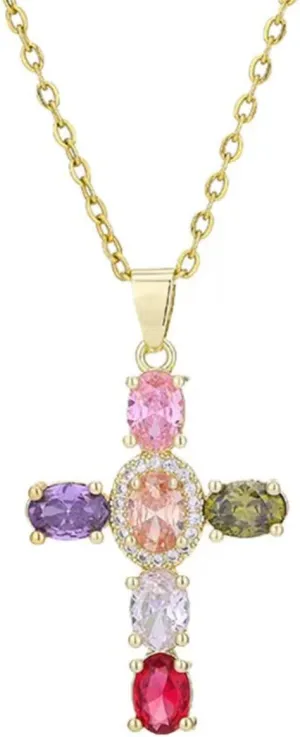 Gold Cross Necklace for Women - Handmade CZ Dainty Faith Pendant Necklace, 18K Plated Hypoallergenic Jewelry Gifts