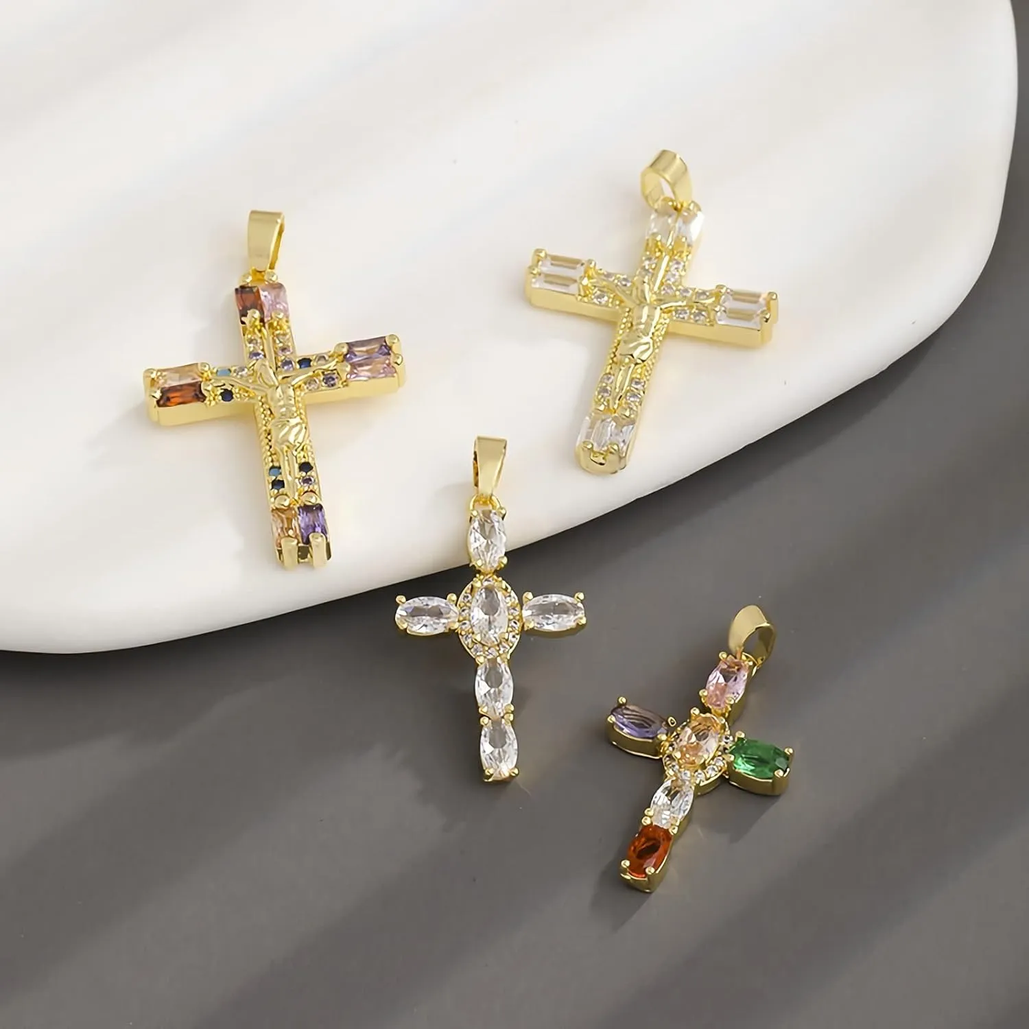 Gold Cross Necklace for Women - Handmade CZ Dainty Faith Pendant Necklace, 18K Plated Hypoallergenic Jewelry Gifts