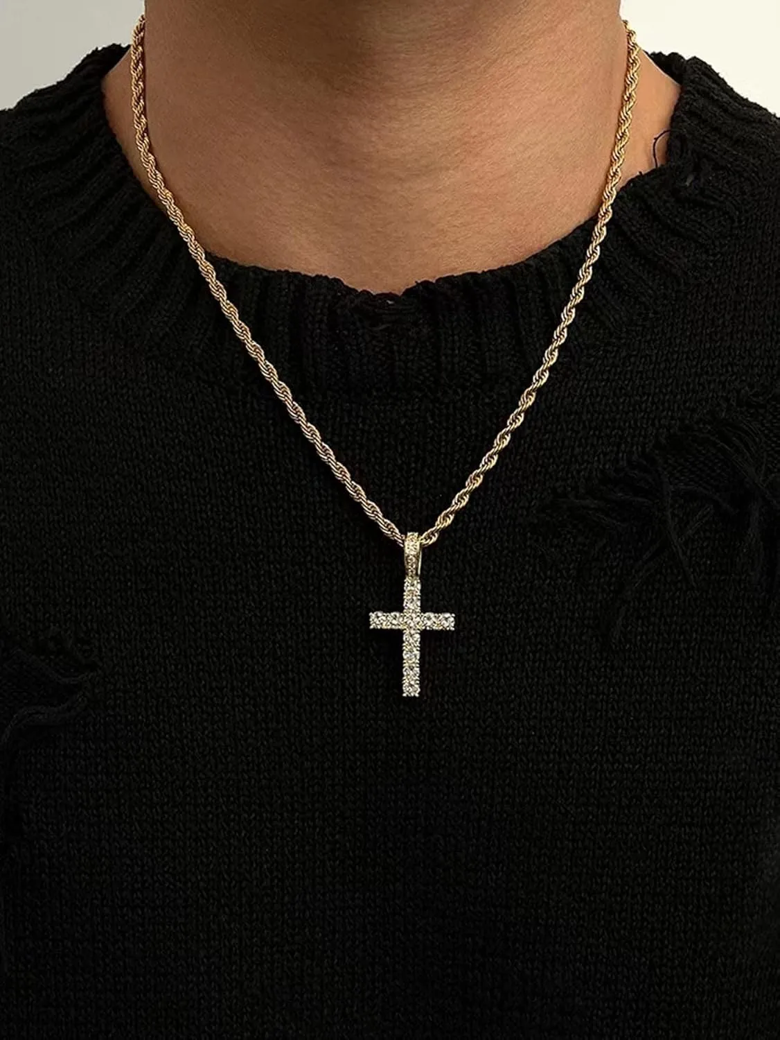 Gold Cross Necklace,Cross Pendant Necklace for Women,Cross Trendy Necklace