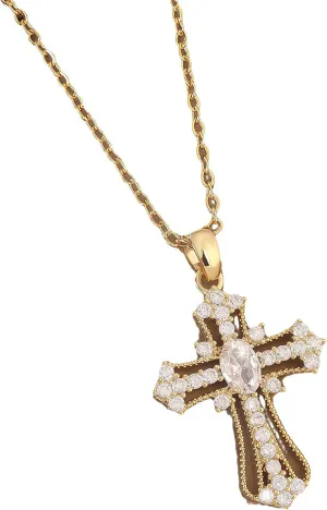 Gold Cross Necklace,Cross Pendant Necklace for Women,Cross Trendy Necklace