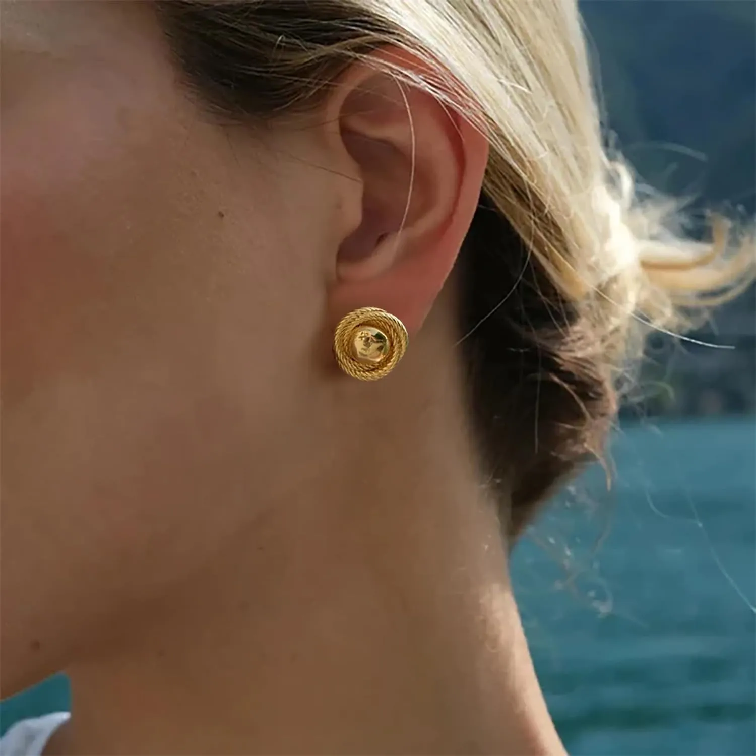 Gold Earrings for WomenChunky Gold Statement Earrings Dainty 14K Gold Plated Earrings Big Gold Chunky Vintage Earrings Hypoallergenic Gold Stus Earrings for Women Trendy Gold Jewelry