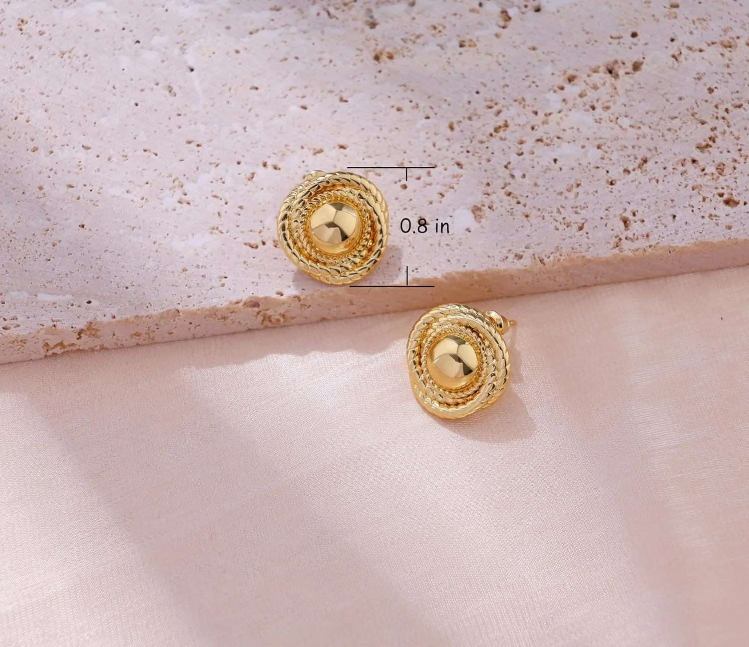Gold Earrings for WomenChunky Gold Statement Earrings Dainty 14K Gold Plated Earrings Big Gold Chunky Vintage Earrings Hypoallergenic Gold Stus Earrings for Women Trendy Gold Jewelry